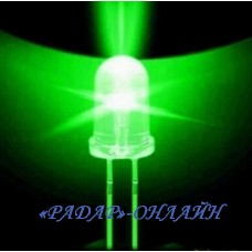 Світлодіод 5мм зелений прозорий блимаючий 1,5Гц