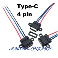 Розетка Type-C на панель с кабелем 4-pin