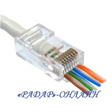RJ45 (P8C8) вилка Cat.6, наскрізні отвори