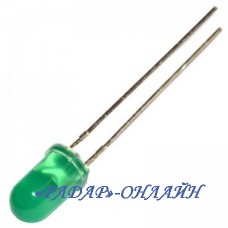 Светодиод  5мм зеленый цветной 50мКд