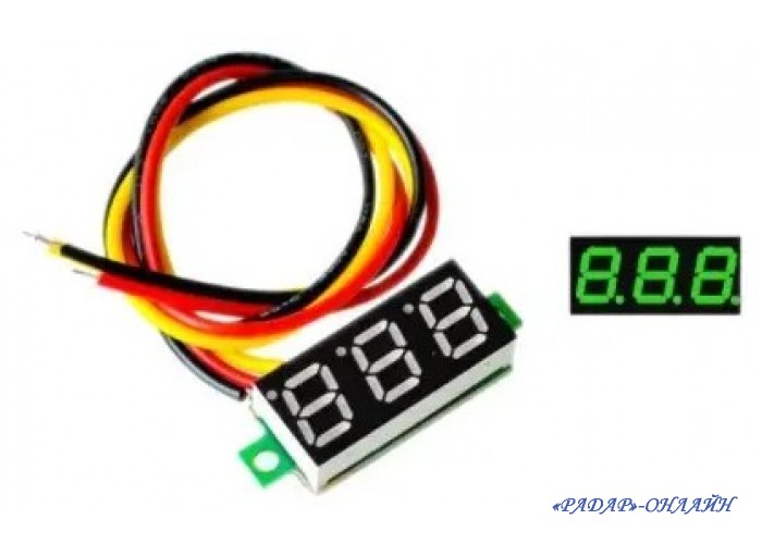Вольтметр DC 4,5-30В (без корпусу) зелений 0,28"